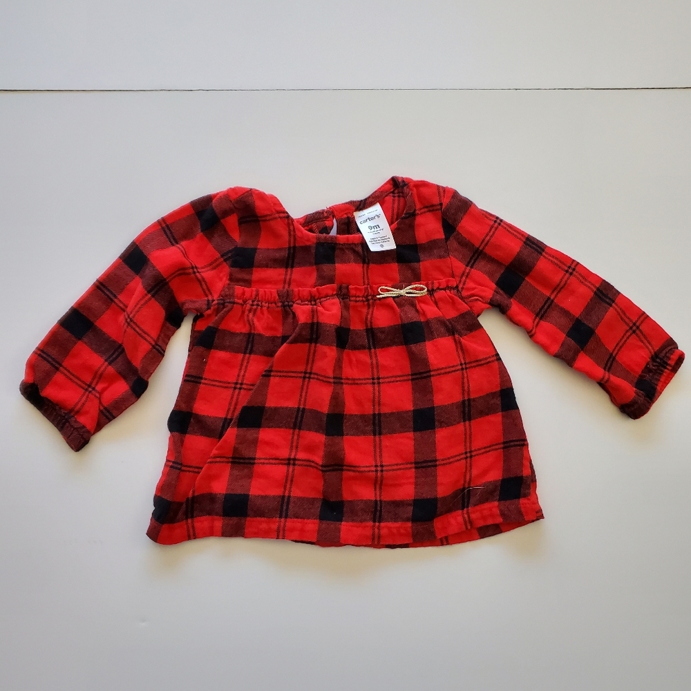 Carter's baby girl's red buffalo long sleeve shirt. Size 9 months.